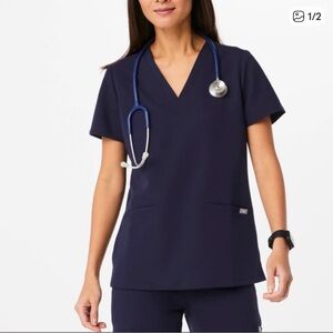 Figs Deep Blue Women's V-Neck Scrub Top